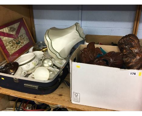 Shelf of assorted, including tea and dinner china