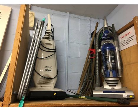 Assorted tools and two vacuums