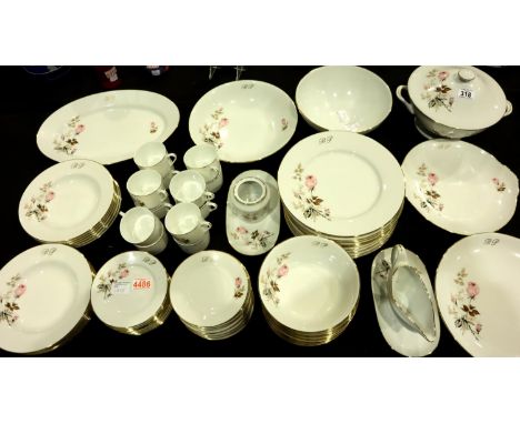 Porcelaines De Limoges Reunies eighty piece floral dinner set, monogrammed BP. Not available for in-house P&amp;P, contact Pa