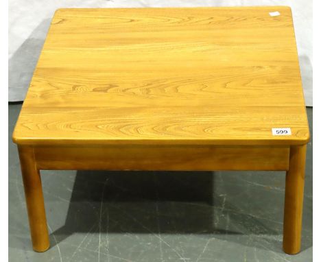 An Ercol elm square lamp table, 63 x 63 x 33 cm H. Not available for in-house P&amp;P, contact Paul O'Hea at Mailboxes on 019