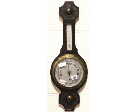 Arts and Crafts late Victorian aneroid barometer thermometer. Not available for in-house P&amp;P, contact Paul O'Hea at Mailb