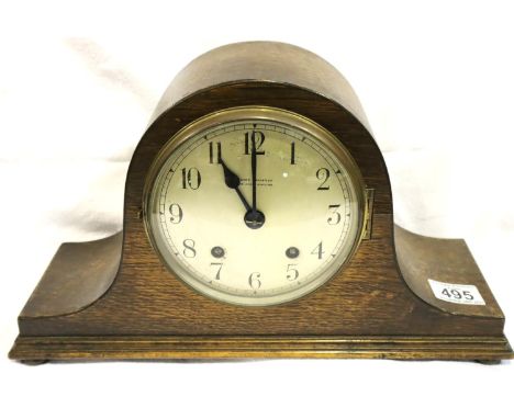 James Walker oak cased chiming mantel clock. Not available for in-house P&amp;P, contact Paul O'Hea at Mailboxes on 01925 659