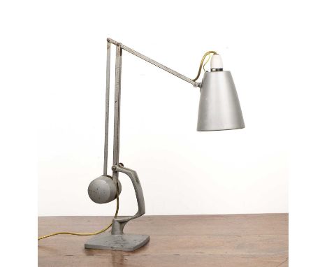 Hadrill & Horstmann20th Century, grey counterbalance industrial lamp, unmarked, height adjustable  At present, there is no co