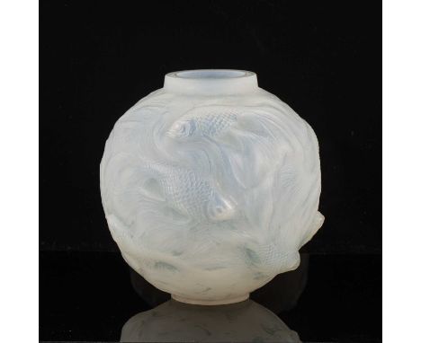 René Lalique (1860-1945) 'Formose' glass vase, of globular form, decorated with fish, circa 1924, signed to the base 'R. Lali