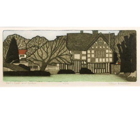 John Brunsdon (1933-2014) 'Halls Croft and Garden', etching and aquatint, numbered 4/175, signed, titled and numbered in penc