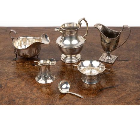 Group of miscellaneous silver Including: a large jug bearing marks for William Comyns & Sons Ltd, London, 1926, 13cm high, 31