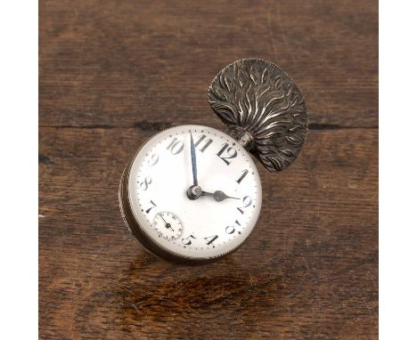 Militaria Interest Desk ball clock, with silver Fusiliers top, the white enamel dial with Arabic numerals and subsidiary dial