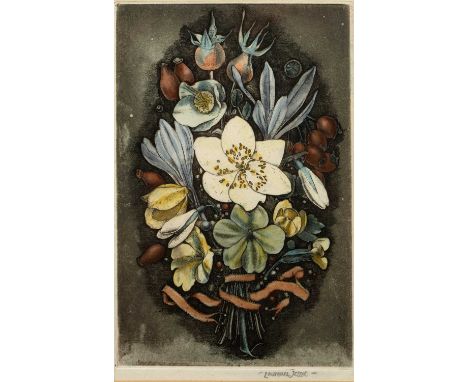 Lawrence Josset (1910-1995) 'Christmas Bouquet', etching and aquatint, signed in pencil in the margin, 18cm x 12cm  Generally