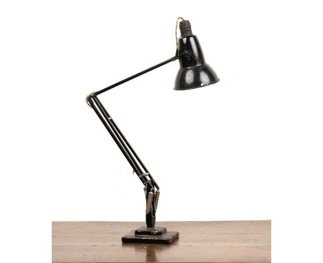 Herbert Terry & SonsBlack enamel anglepoise table lamp, stamped 'Herbert Terry & Sons Ltd, Redditch', height adjustable  This