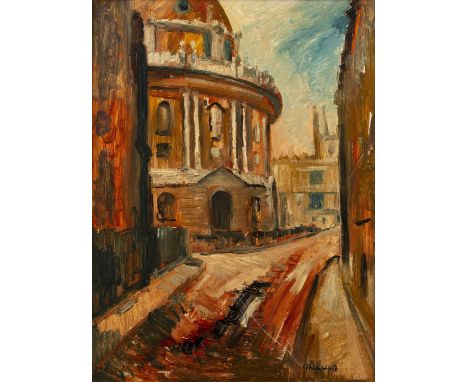 James Lawrence Isherwood (1917-1989) 'Radcliffe Camera', oil on panel, signed lower right, 59cm x 44cm  Large scratch to the 