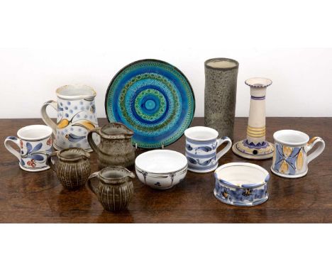 Collection of studio pottery Including: in the style of Aldo Londi (1911-2003) for Bitossi, Rimini pottery plate, unmarked, 2