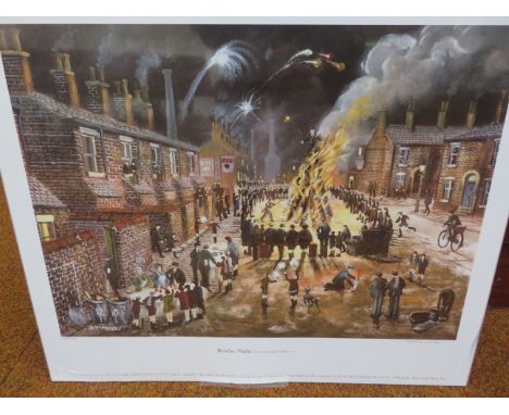 Bernard Mcmullen limited edition print ''Bonfire night'' signed in pencil with double blind stamp 