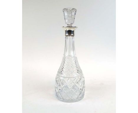 A silver mounted decanter and stopper of traditional form, Birmingham 1992, h. 36.5 cm CONDITION REPORT: Typical wear esp. to