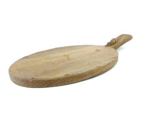 A Robert 'Mouseman' Thompson of Kilburn oak cheese board, w. 39 cm CONDITION REPORT: Untreated.