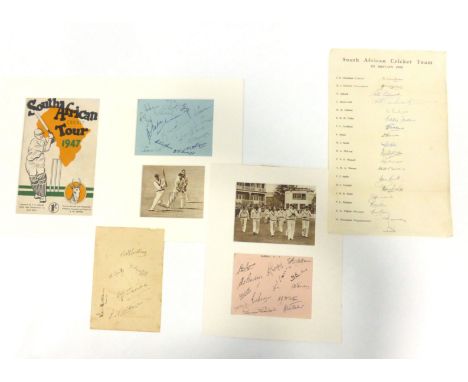 Of Sporting Interest: A South African Cricket Tour programme for 1947, together with a signed autograph page and a black and 