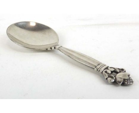 A Georg Jensen silver caddy spoon with stylised fir cone finial, import marks, l. 10 cm CONDITION REPORT: Typical wear 