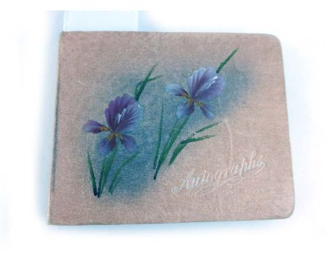 Period Autograph Album. Typically sized cloth bound album with floral decoration, aeg. The album was the property of Corporal