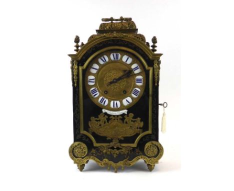 Antoine Gaudron, Paris: a Louis XIV and later bracket clock, the brass face with enamelled Roman numerals over a plaque 'Gaud