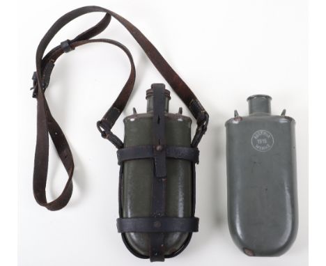 2x WW1 Austrian Water Bottles, being the green enamel type with 1915 date in white to the front. One example complete with th