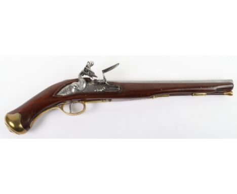 Well Made Copy of .65 Heavy Dragoon Flintlock Holster Pistol, regulation barrel, lockplate marked with crowned GR, and with F