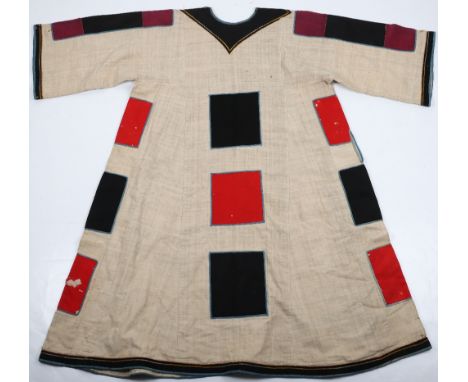 Scarce Sudanese Cotton Jibba of Conventional Form with open neck and short sleeves, probably Omdurman period, hemmed and patc