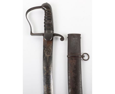 1796 Pattern Cavalry Officers Sword, regulation blade etched with crowned GR, Royal Arms, the union flowers, mounted cavalry 