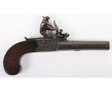 Boxlock Flintlock Pocket Pistol, frame engraved Ketland &amp; Co. London within ovals upon flag trophies, twin roller bearing