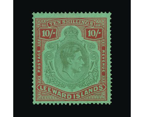 Leeward Islands : (SG 113ad) 1938-51 10s pale green and dull red/green with broken top right scroll very fine m.m. small h/r,