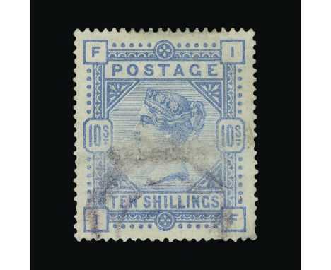 Great Britain - QV (surface printed) : (SG 177a) 1883-84 blued paper 10s cobalt, IF, erased crayon across middle, small corne