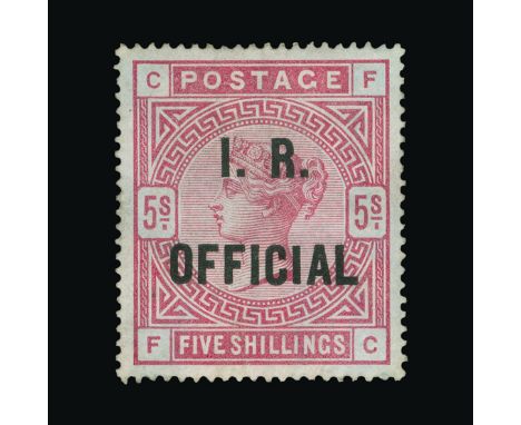 Great Britain - Officials : (SG O8) 1884-88 INLAND REVENUE 5s rose, on blued paper, FC, patch of disturbed gum, well centred,