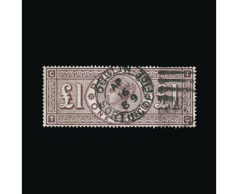 Great Britain - QV (surface printed) : (SG 186) 1888 Orbs £1 brown-lilac, TC, DUBLIN SORTIG OFFICE cds and duplex, good colou