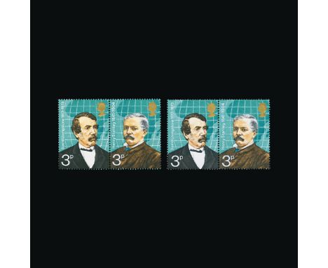 Great Britain - QEII (decimal) : (SG 923/924d) 1973 3p unfolded se-tenant pair with LIGHT ORANGE-BROWN OMITTED, with normal p