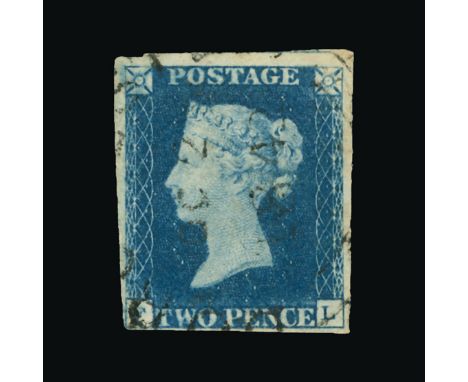 Great Britain - QV (line engraved) : (SG 5h) 1840 2d blue, plate 2, FL, 4 tiny to large margins, light TOWN CDS cancel, fine 