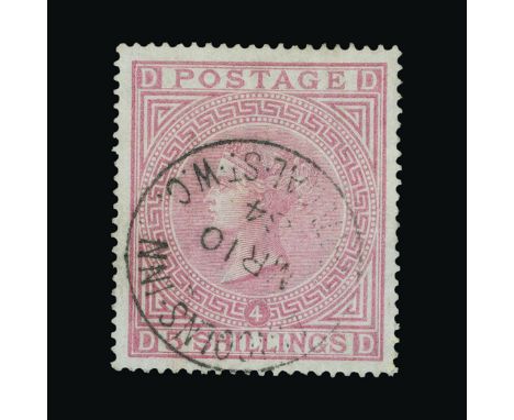 Great Britain - QV (surface printed) : (SG 130) 1867-83 wmk Anchor blued paper 5s rose, DD, well centred, light LINCOLN INN/P