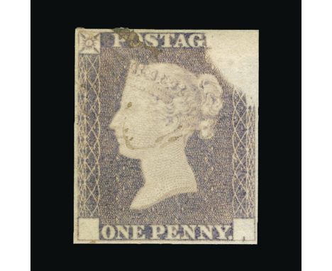 Great Britain - QV (line engraved) : (SG DP20a) 1840 RAINBOW COLOUR TRIAL 1d lilac-pink, with voided corners, State 2, light 