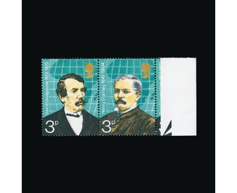 Great Britain - QEII (decimal) : (SG 923/924d) 1973 British Explorers 3p se-tenant marginal pair, light orange brown omitted,