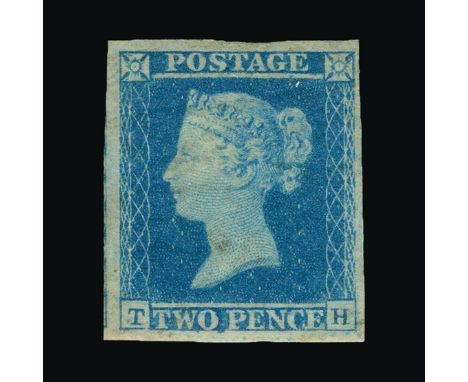 Great Britain - QV (line engraved) : (SG 13be) 1841 2d pale blue, plate 4, TH, 4 small to (mostly) large margins, with PROMIN