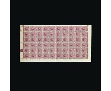 Bahamas : (SG 149ea, 149eb) 1952 ½d brown-purple, complete left plate 2 pane of sixty, showing error ST EDWARD'S CROWN (at ro