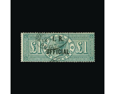 Great Britain - Officials : (SG O16) 1887-92 INLAND REVENUE £ green, DC, centred to SE, light oval ACCOUNTS BRANCH/GLASGOW ca