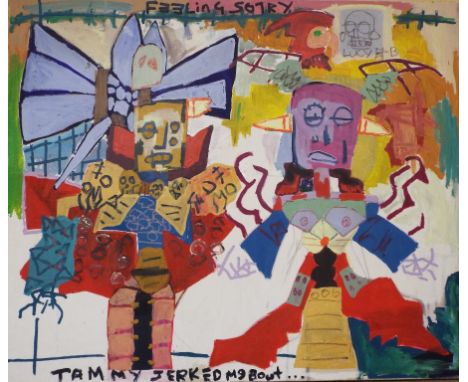 Stiffado Dante, Tammy Jerked Me Bout, mixed media on canvas, 151 x 180 cm