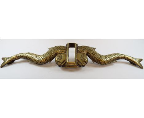 An Admiralty brass dolphin tiller yoke, by family repute from the Terra Nova. By family repute, removed from the Terra Nova b