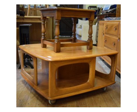 An Ercol elm low table, 80 cm wide, and a similar small table, 46 cm wide (2) Condition report Report by GH

Firstly the stoo