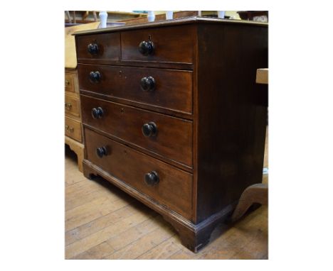 A Victorian mahogany chest, of five drawers, 95 cm wide, another chest of drawers, and an oak tripod table (3)