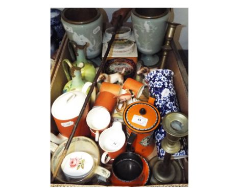 A W & R Carlton coffee service, a Wedgwood Susie Cooper coffee service, other ceramics and items (2 boxes)