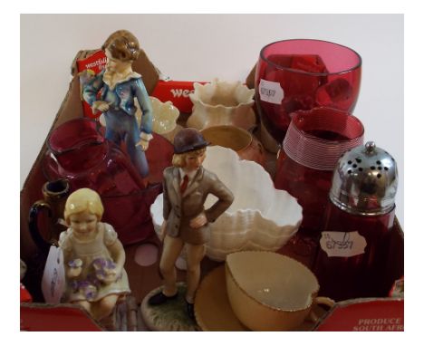 A Royal Worcester figure, Sunshine, 3083, a Belleek cup and saucer, a Murano glass figure, other glass and items (qty)