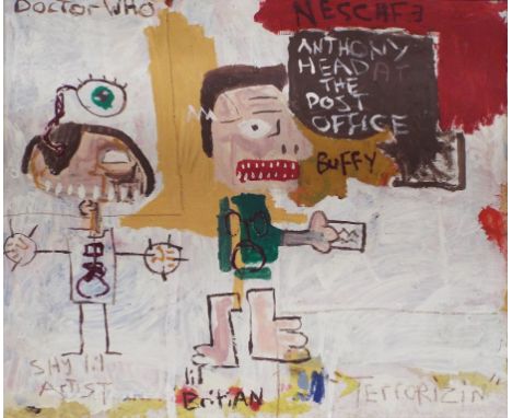 Stiffado Dante, Brand New Eyes, mixed media on canvas, 101 x 79 cm, and three others by the same (4)