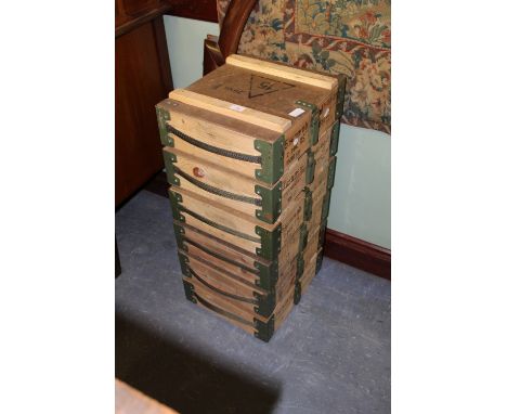 6 wooden ammunition boxes