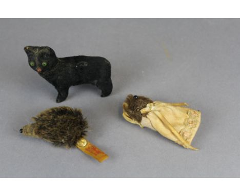 Steiff hedgehog, miss tiggywinkle puppet & black cat toy