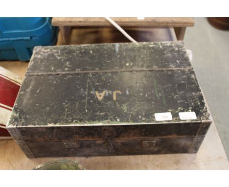 Small metal clad toolbox and contents