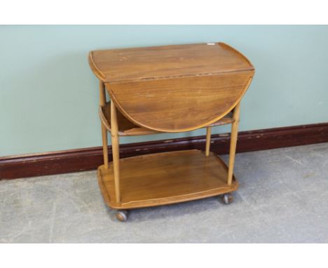 Light Ercol 3 tier drop leaf tea trolley
